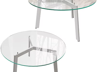 Two Round Glass Coffee Tables with Metal Legs and Smooth Top for Modern Living Room Decor 3d model