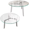 Two Round Glass Coffee Tables with Metal Legs and Smooth Top for Modern Living Room Decor