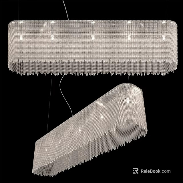 Elegant Modern Crystal Chandeliers With Rectangular Design And Hanging Pendants 3d model