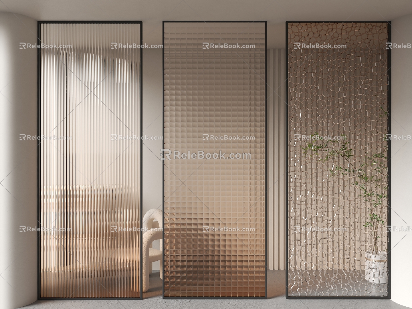 Modern Partition Gradient Changhong Glass Partition Gradient Changhong Glass Screen Glass Partition Screen 3d model