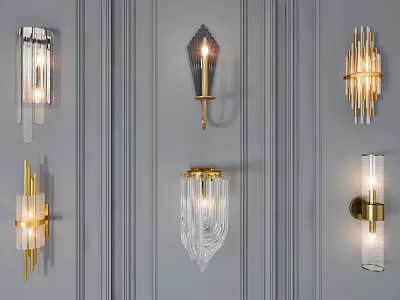 Crystal And Metal Wall Lamps With Modern Design And Gold Accents For Home Decor 3d model