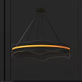 Modern Gold Metal Chandelier With Transparent Glass Wave Shaped Frame And LED Light Fixture