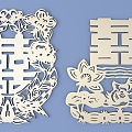 Chinese Happy Character Paper-cut Carved Hollow Carved 3d model