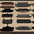 Traditional Architectural Roof Components With Various Eaves Styles And Tile Structures