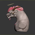 Pink Haired Fantasy Game Movie Character With Halo And Blue Glowing Horns