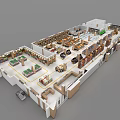 Supermarket Department Store Interior With Organized Shelves Bright Lighting And Various Products