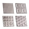 Modern Metallic Wall Surface With Grid Dot Hexagonal And Textured Patterns