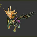 Vibrant Mythical Game Character With Orange Wings Flaming Mane Purple Body And Sharp Claws