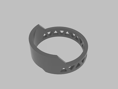 Gray Decorative Ring Shaped Accessory with Hollow Triangular Cutout Patterns 3d model