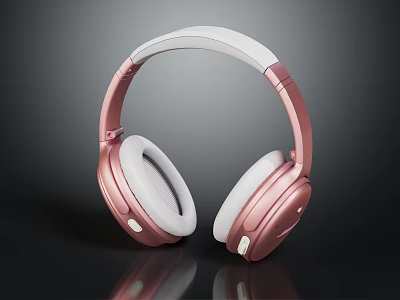 Modern Rose Gold Over Ear Headphones With White Ear Cushions And Sleek Design 3d model
