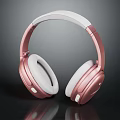 Modern Rose Gold Over Ear Headphones With White Ear Cushions And Sleek Design