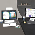 Minotli Cash Register System With Dual Displays And Payment Terminal On Countertop