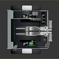 Mechanical Equipment With Green Digital Display White Robotic Arm And Black Silver Body