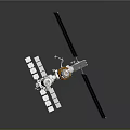 Orbital Space Station Structure With Solar Panels Modules And Docking Ports