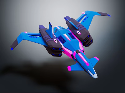 Futuristic Passenger Aircraft With Blue Pink Color Scheme Sleek Design And Large Engines 3d model