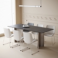 Modern Dining Table and Chair Combination Dining Table Dining Chair Single Chair Chandelier 3d model