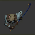 Elven Warrior In Blue Armor With White Fox And Curved Sword