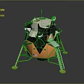 Detailed Lunar Lander Model Featuring Golden Black Structure Landing Legs Ladder And American Flag