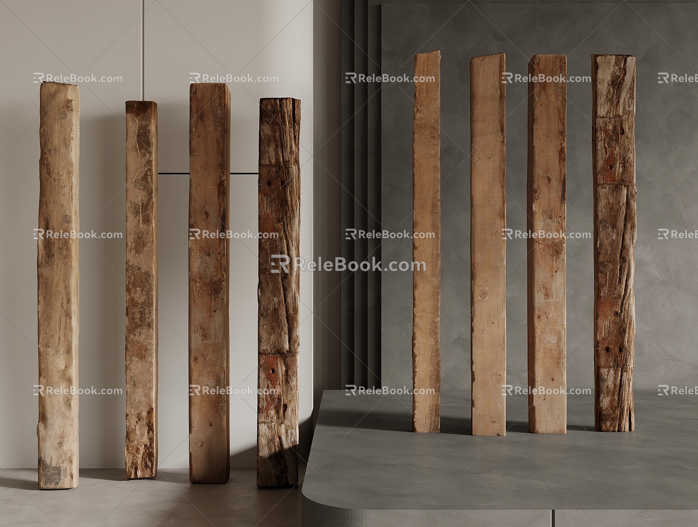 Old wooden pillar 3d model