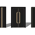 Elegant Black Double Doors With Gold Accents And Decorative Handles