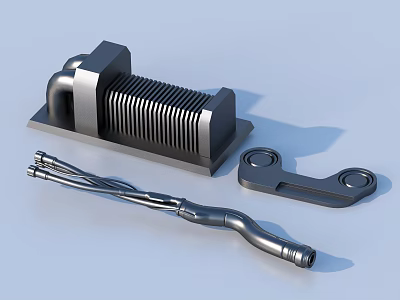 Metal Mechanical Parts Featuring Flexible Hose Bracket And Heat Sink Component 3d model