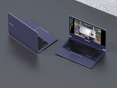 Lenovo Purple Laptop with Open Screen Display and Sleek Modern Design 3d model