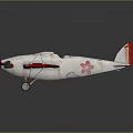 Red and White Biplane Model with Decorative Wings and Tail Details