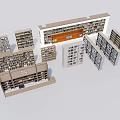 Diverse Modern Bookcases Featuring Open Shelves Multiple Sizes And Storage Compartments 3d model