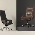 Modern Leather Office Chairs Black And Brown With Wheels For Comfortable Workspace 3d model