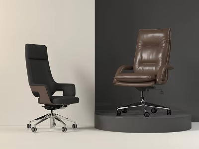 Modern Leather Office Chairs Black And Brown With Wheels For Comfortable Workspace 3d model
