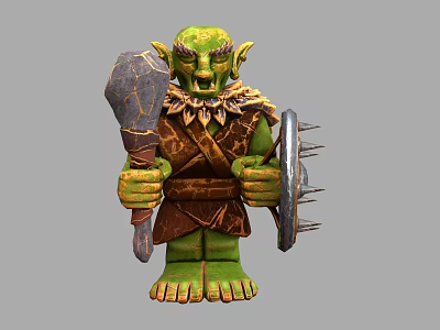 Wooden Goblin Wood Carving Hand Orc Orc Warrior Wooden Doll Game Material 3d model