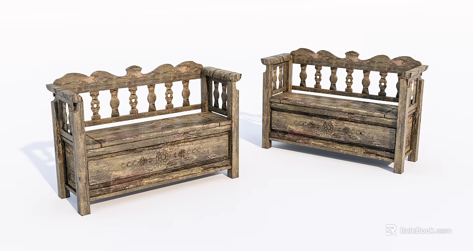 Traditional Wooden Leisure Chairs With Ornate Carved Details And Decorative Backrest Design 3d model 