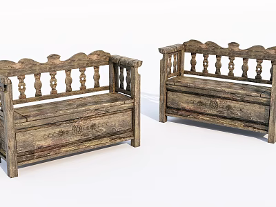 Traditional Wooden Leisure Chairs With Ornate Carved Details And Decorative Backrest Design 3d model