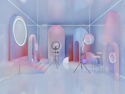 Modern Public Office Space Interior With Collaborative Workstations And LED Lighting 3d model