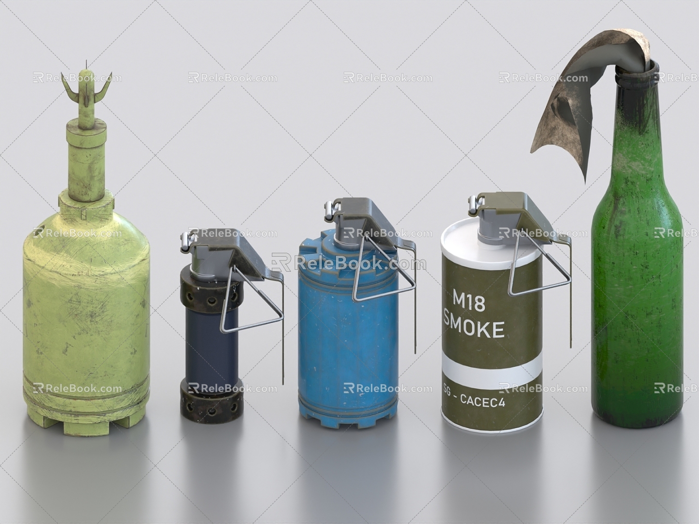 Grenade Grenade Smoke Bomb High Explosive Bomb Flash Bomb Molotov Bottle Throwing Weapon 3d model