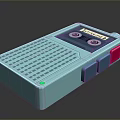 Retro Blue Computer Tape Drive With Tape Slot Grid Design And Control Buttons 3d model