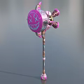 Ornate Pink Purple Hammer Weapon With Circular Patterns And Decorative Handle