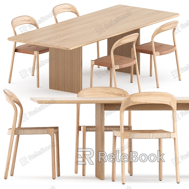 Vi pp solid wood rattan dining table and chair model