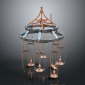 Unique Multi Layer Chandelier With Metal Frame And Hanging Decorative Lamps