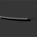 Traditional Samurai Sword With Sharp Blade Brown Scabbard Golden Handle And Decorative White Dots