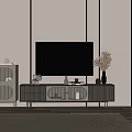 Elegant Modern TV Stand Design With White Cabinet And Gold Accents For Living Room