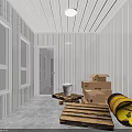 Waste Sorting Room With Color Coded Recycling Bins Marble Floor And Windows
