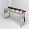 Traditional Chinese Guqin Musical Instrument On Wooden Stand With Decorative Details