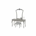 Modern White Vanity Table With Carved Legs Mirror Stool Candles And Photo Frame