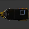 Yellow Traditional Three Wheeled Motorcycle With Colorful Canopy And Seats Details