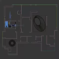 Modern Bathroom Interior Design Featuring Dark Tiles Round Mirror Wall Mounted Sink And Shower