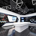 Modern Technology Exhibition Hall Interior Design With Digital Screens Interactive Displays And Sleek Lighting