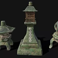 Traditional Stone Lanterns With Intricate Carvings And Classic Design Elements 3d model