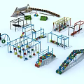 Outdoor Playground Equipment Featuring Climbing Frames Swings Slides And Balance Beams