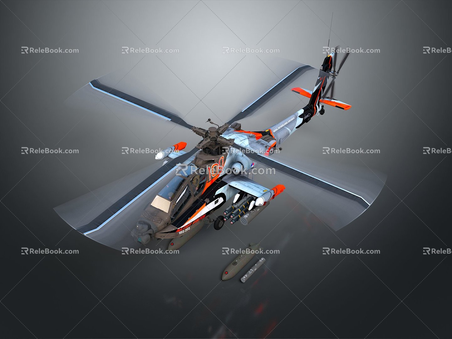 Modern Helicopter Gunship Helicopter Aircraft Gunship Combat Helicopter 3d model